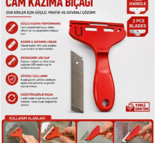 PROFESYONEL & OYNAR BAŞLI ) CAM KAZIMA & BUZ KAZIYICI BIÇAK (PLASTİK SAP )*24X