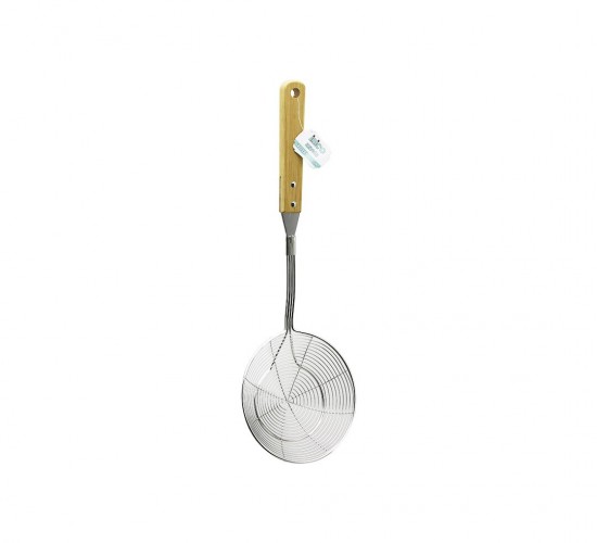 İBİCO İ22-289 ( 13-14CM ) ( BAMBU AHŞAP SAPLI ) ( ÇELİK METAL ) ( DERİN ) KEVGİR ( SAP: 26CM )*12X10