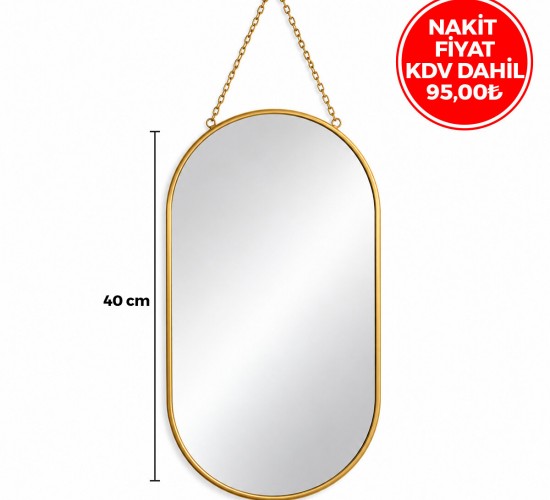 İBİCO İ15-087 ( GOLD ÇERÇEVELİ ) DEKORATİF DUVAR AYNA ( İP ASKILI ) ( 24X40CM )*18=K