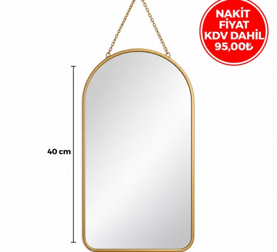 İBİCO İ15-085 ( GOLD ÇERÇEVELİ ) DEKORATİF DUVAR AYNA ( İP ASKILI ) ( 24X40CM )*18=K