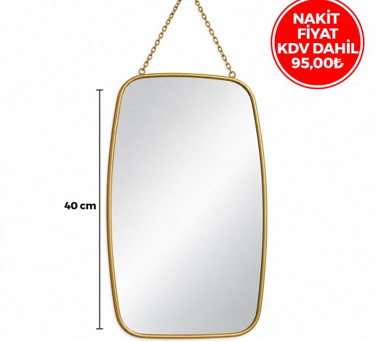 İBİCO İ15-086 ( GOLD ÇERÇEVELİ ) DEKORATİF DUVAR AYNA ( İP ASKILI ) ( 24X40CM )*18=K
