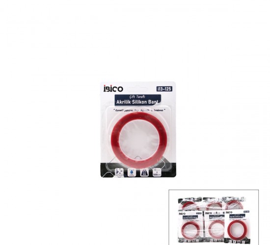 İBİCO İ13-125 ( 18MMX5MT ) AKRİLİK SİLİKONİZE BANT ( ÇİFT TARAFLI BANT ) ( MAX - 5.5KG ) ( BANDI )*12X24