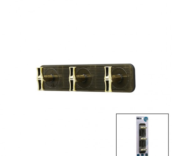 İBİCO İ17-006 ( 3 KOLLU= GOLD & ( T= Ꟶ ) YAPIŞKANLI PLS. ASKI ( MİKA KRİSTAL ŞEFFAF RENKLİ TABAN ) ( 3.5KG.TAŞIMA )*12X14
