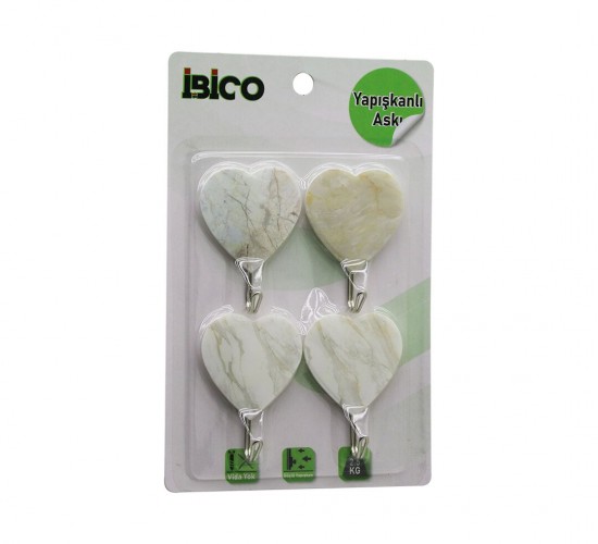 İBİCO İ17-007 ( 4PCS ) ( MERMER DESENLİ ) ( METAL UÇLU ) PLASTİK ASKI ( YAPIŞKANLI MONTAJ ) ( 2.5KG TAŞIMA )*12X20