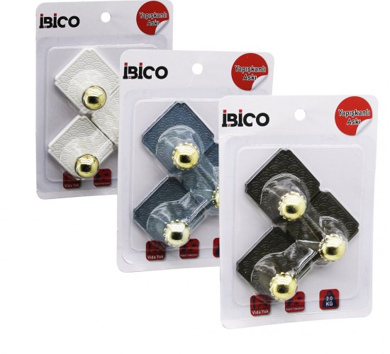 İBİCO İ17-019 ( 3PCS = TEKLİ ) ( GOLD UÇLU ) PLASTİK ASKI ( YAPIŞKANLI MONTAJ=RENKLİ MİKA KRİSTAL PLAKA ) (2KG)*12X14