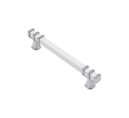 İBİCO-967 ( 12.8CM ) ( YÜZÜK KROM & KULP BEYAZ ) ( KARE ) ÇEKMECE KULP*10X5