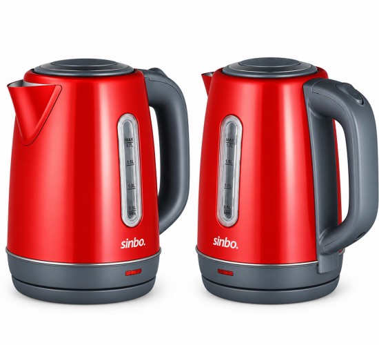 SİNBO SK-8031 ( KIRMIZI ) ( ÇELİK ) KETTLE SU ISITICISI (KABLOSUZ KULLANIM) ( 1.8LT ) (360° DÖNEBİLME) (OTOMATİK KAPANMA)*4