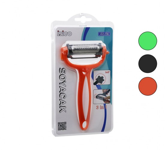 İBİCO İ22-116 ( 3İN1 = 360° BAŞLI  ) ( METAL ) SOYACAK ( GÜLENYÜZ EMOJİLİ RENKLİ PLASTİK SAP )*240
