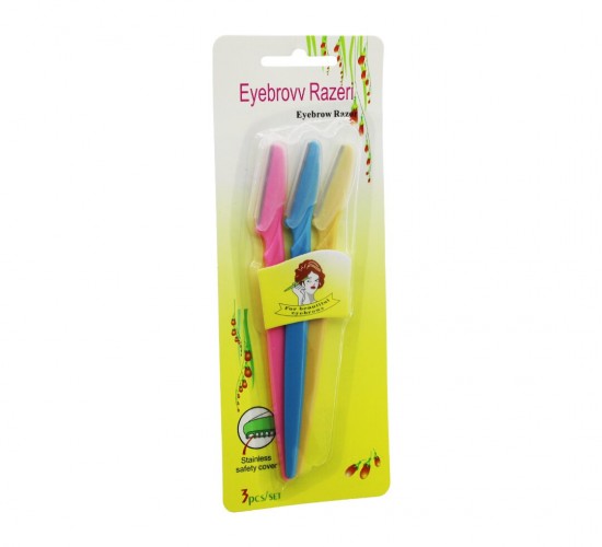 İBİCO EYEBROVV RAZERİ İ15-042 ( 3PCS ) KAŞ USTURASI ( PLASTİK RENKLİ SAPLI )*12X100