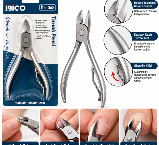 İBİCO İ15-068 ( BÜYÜK )  METAL ( TIRNAK ET PENSİ ) PEDİKÜR MANİKÜR MAKASI ( PENSE MODELİ )*12X50