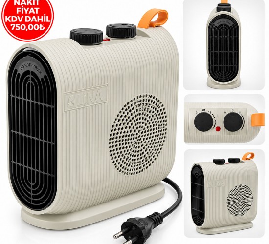 LİNA FLZ-22 ( TERMOSTATLI & TERMİK KESİCİLİ & SOĞUK HAVA ÖZELLİK ) ELEKTRİKLİ FANLI ISITICI SOBA ( 220V-240V & 50/60HZ ) ( 2000W )*12