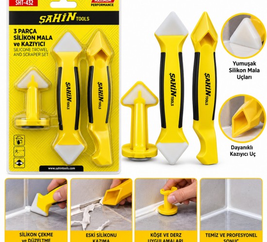 ŞAHİN TOOLS ŞHT-432 ( 3PCS ) SİLİKON & MALA & DERZ KAZIYICI SET*144