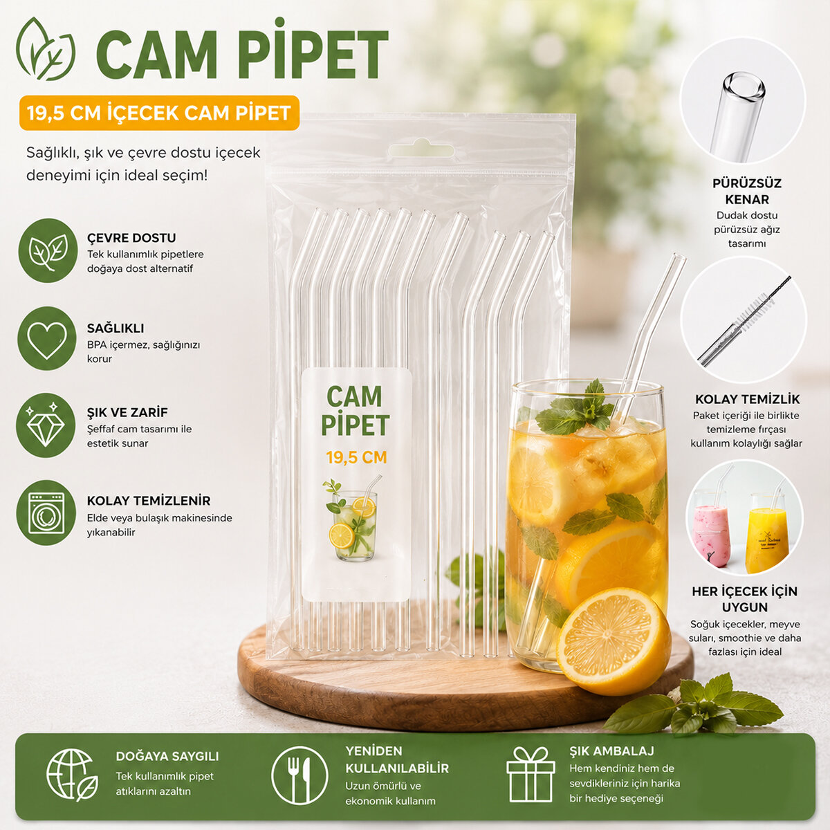 YAKUT-12964 ( CAM ) PİPET ( 19.5CM ) ( POŞETLİ AMBALAJ )*25X48
