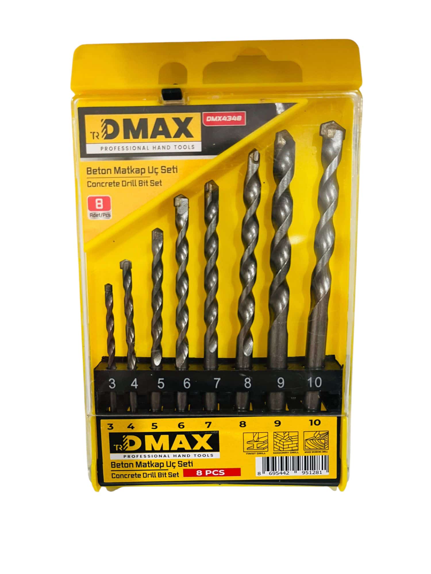 Dmax Beton Matkap Uc Seti 8 Parça DMX4348*12X