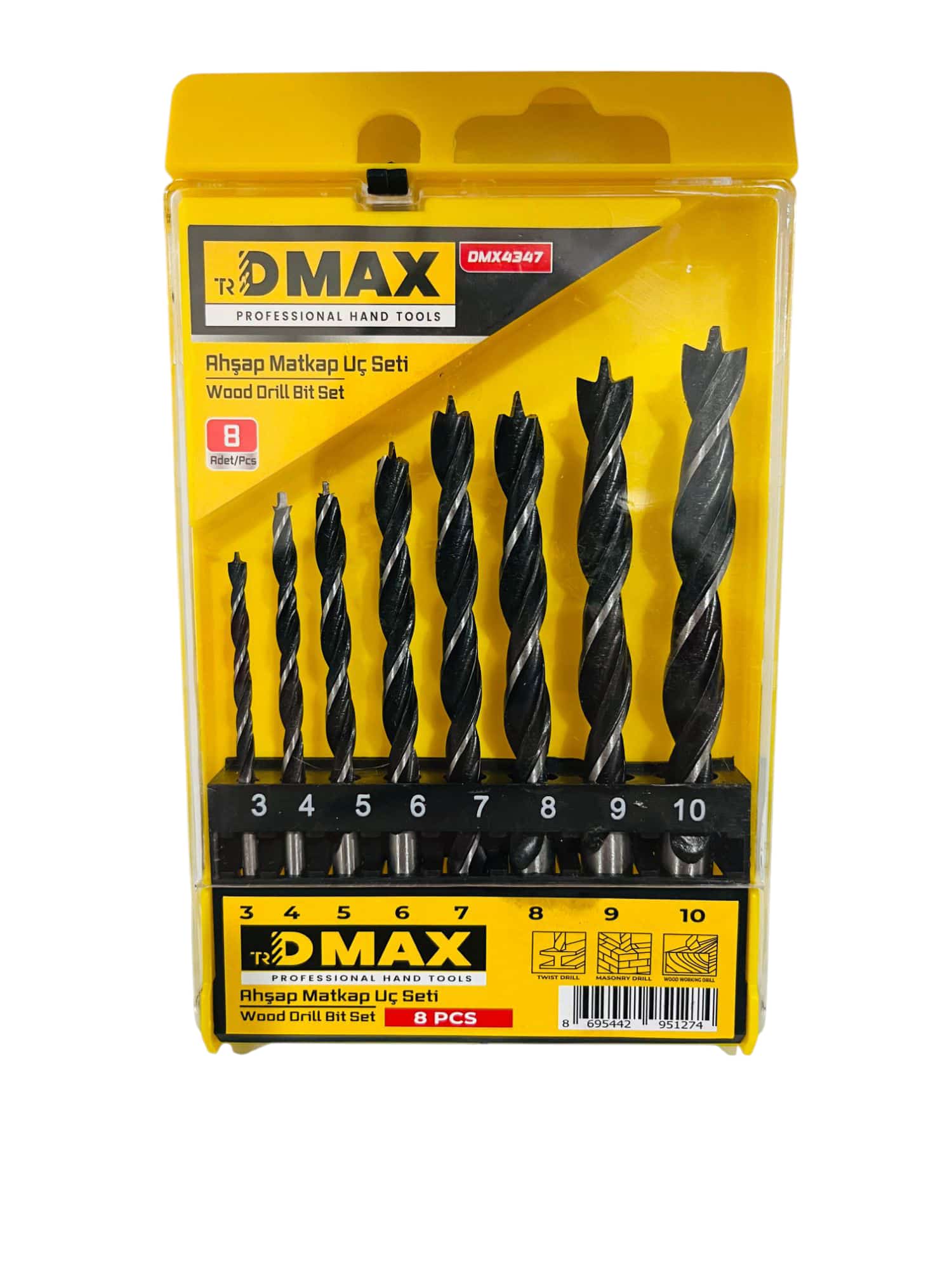 AHŞAP MATKAP UCU SETİ 8 PCS DMX4347*12X