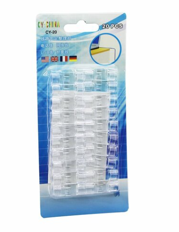 İBİCO İ10-014 CY-20 ( 20PCS ) ( İNCE KABLO ) KABLO TUTUCU KLİPS (YAPIŞKANLI) ( ŞEFFAF PLASTİK MİKA KRİSTAL )*20X20
