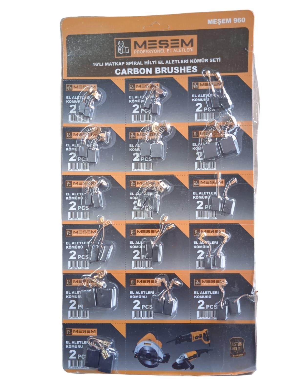MEŞEM MATKAP SPİRAL HİLTİ EL ALETLERİ KÖMÜR SETİ 16 PARÇA 960*5X