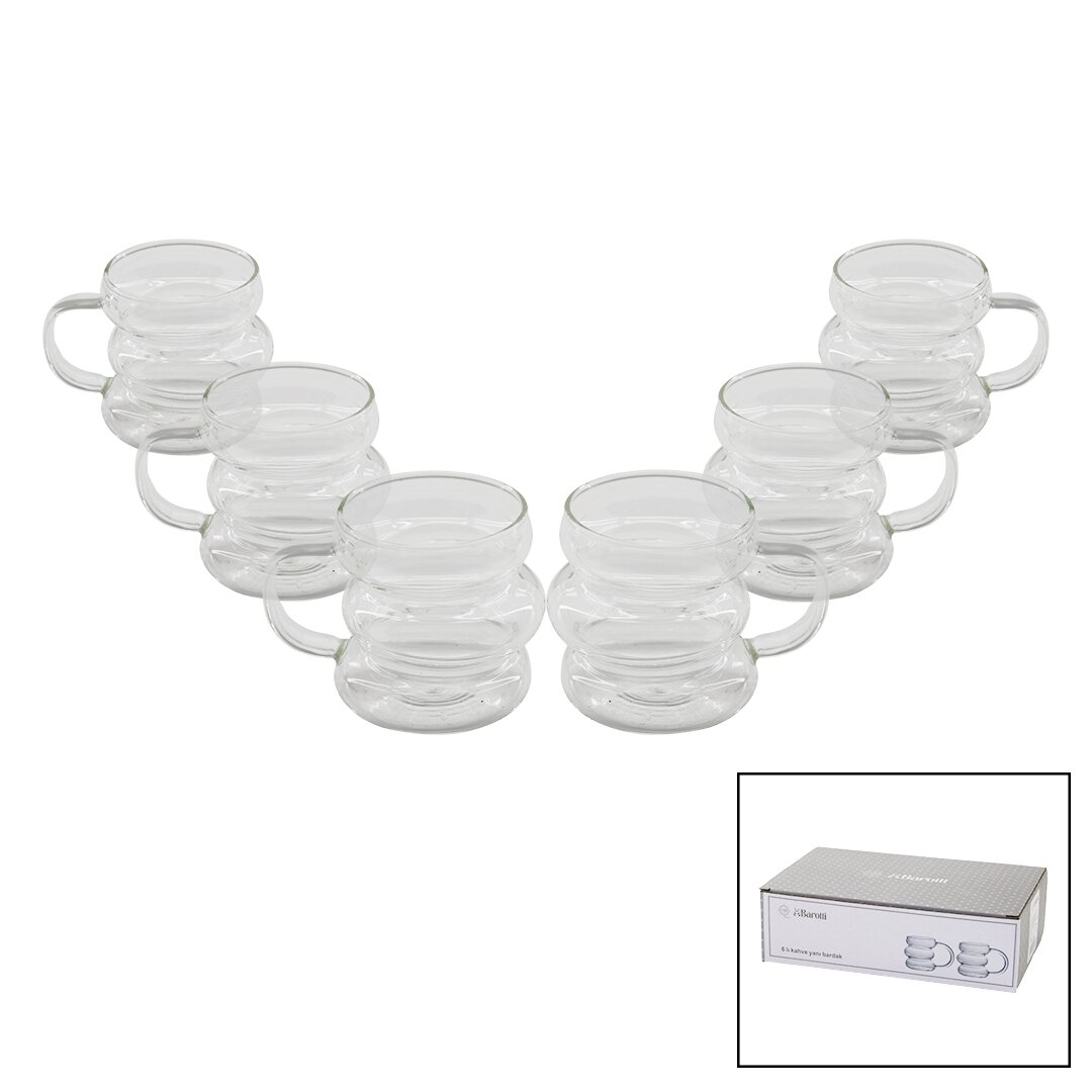 BAROTTİ DMR-8601 ( 6PCS ) ( 3 BOĞUMLU & ŞERİTLİ ) KAHVE YANI ( CAM ) BARDAK*40=K