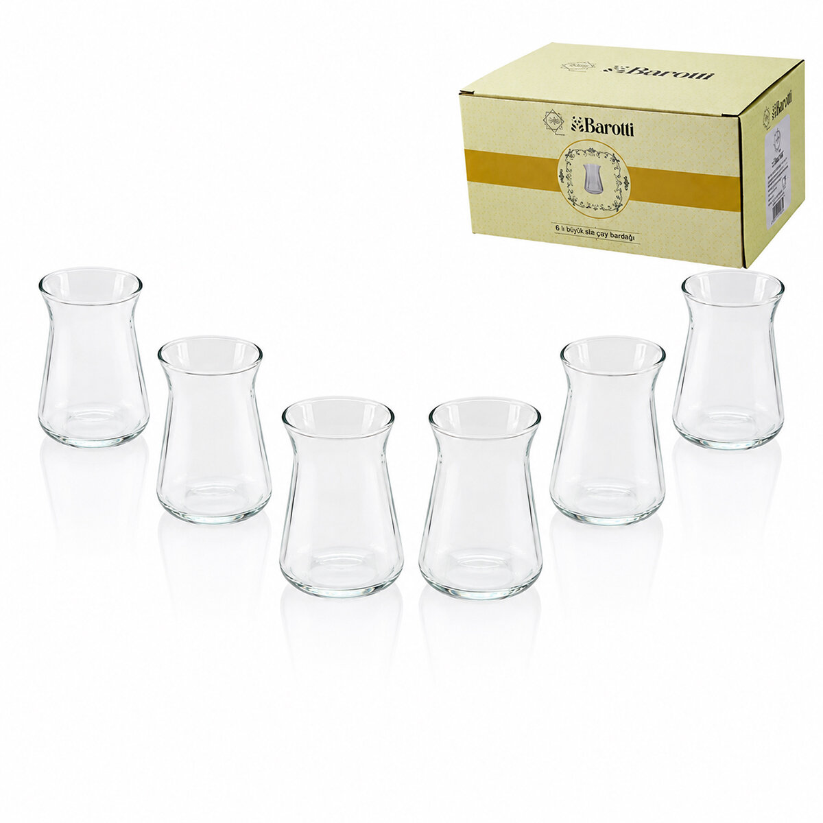 BAROTTİ DMR-9151 ( 6 PCS ) CAM ÇAY BARDAK*24=K